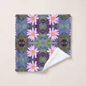 レトロピンクデイジー花柄 バスタオルセット (ウォッシュタオル)