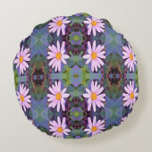 レトロピンクデイジー花柄 ラウンドクッション (裏面)