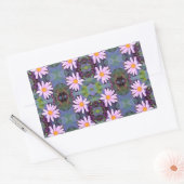 レトロピンクデイジー花柄 長方形シール (封筒)