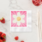 レトロピンクデイジー誕生日ナプキンス – Boho Groovy 1s 縁ありカクテルナプキン (インサイチュ)
