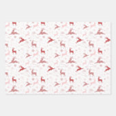 レトロピンクトナカイとクリスマスツリー ラッピングペーパーシート (正面3)