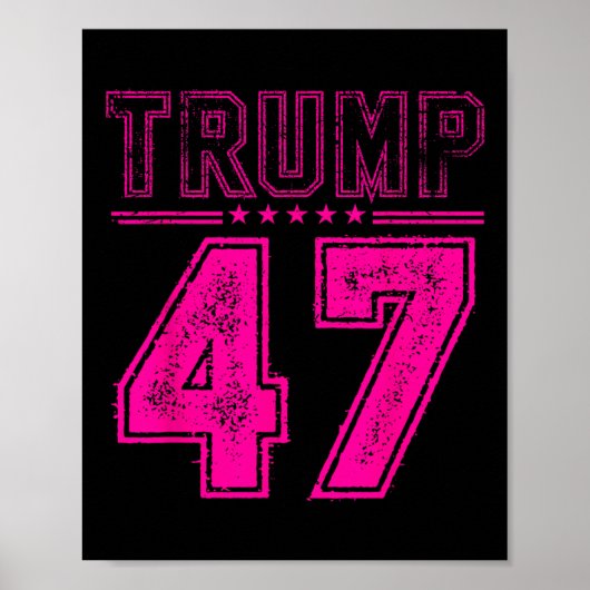 レトロピンクトランプ47米国大統領国旗 ポスター (正面)