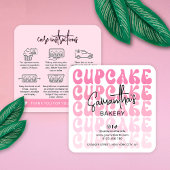 レトロピンクトレンディーガーリーカップケ気にーの指示 スクエア名刺