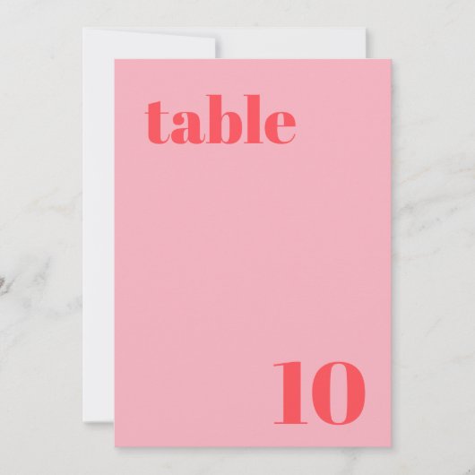 レトロピンクトレンディー結婚のテーブル番号 招待状 (正面)