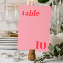 レトロピンクトレンディー結婚のテーブル番号 招待状