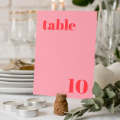 レトロピンクトレンディー結婚のテーブル番号 招待状