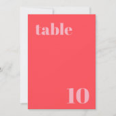 レトロピンクトレンディー結婚のテーブル番号 招待状 (正面)