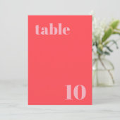 レトロピンクトレンディー結婚のテーブル番号 招待状 (スタンド正面)