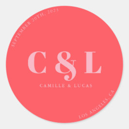 レトロピンクトレンディー結婚ズ ラウンドシール