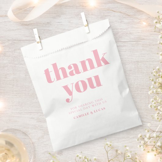 レトロピンクトレンディー結婚式の引き出物バッグ フェイバーバッグ (クリップ留めされた状態)