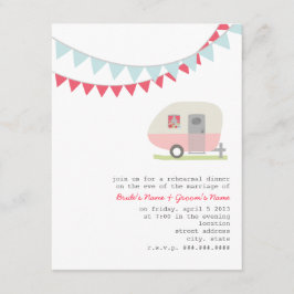 レトロピンクトレーラーリハーサルディナー招待状 招待状