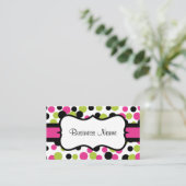 レトロピンクドットビジネスカード 名刺 (スタンド正面)