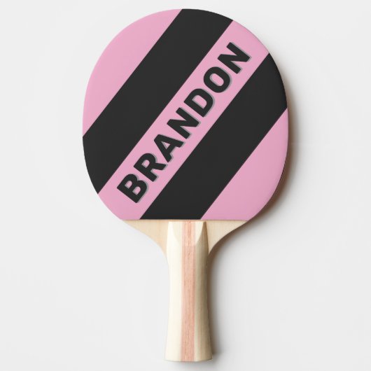レトロピンクナイトはっきりした三ストライプつの名前 卓球ラケット (正面)