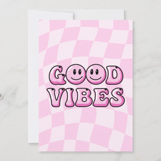 レトロピンクハッピー顔スマイル誕生日招待状 招待状 (裏面)