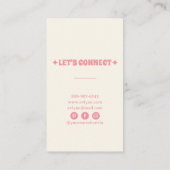 レトロピンクハンド描画Groovyフローラボーガーリーホ 名刺 (裏面)