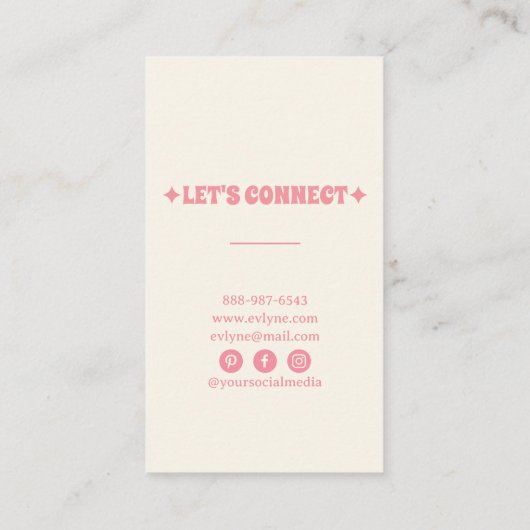 レトロピンクハンド描画Groovyフローラボーガーリーホ 名刺 (裏面)