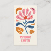 レトロピンクハンド描画Groovyフローラボーガーリーホ 名刺 (正面)