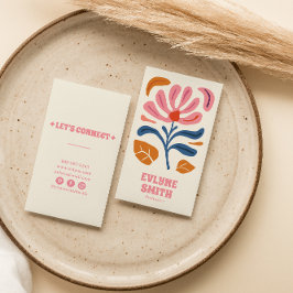 レトロピンクハンド描画Groovyフローラボーガーリーホ 名刺