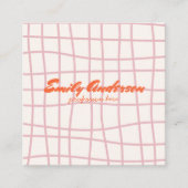 レトロピンクハ書ンドGroovy QRガーリーコード スクエア名刺 (正面)