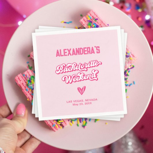 レトロピンクバチェロレッテ スタンダードカクテルナプキン