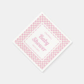 レトロピンクパステルチェックパターンガールベビーシャワー スタンダードカクテルナプキン (角)