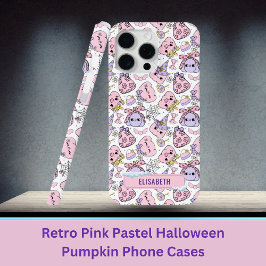 レトロピンクパステルハロウィンパンプキンフォンケース iPhone 15 PRO MAXケース