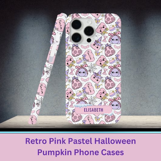 レトロピンクパステルハロウィンパンプキンフォンケース Case-Mate iPhoneケース