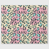 レトロピンクパステルヒョウ ラッピングペーパー (フラット)