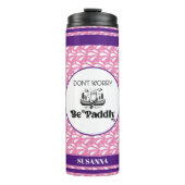 レトロピンクパタストライプーン名前をカスタムする タンブラー (正面)