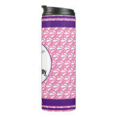 レトロピンクパタストライプーン名前をカスタムする タンブラー (回転右)
