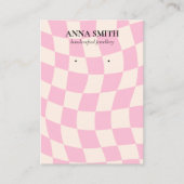 レトロピンクパターンGroovyヴィンテージスタッドイヤリング 名刺 (正面)