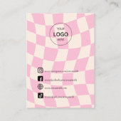 レトロピンクパターンGroovyヴィンテージスタッドイヤリング 名刺 (裏面)