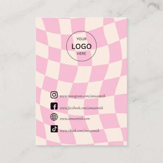 レトロピンクパターンGroovyヴィンテージスタッドイヤリング 名刺 (裏面)