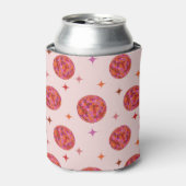 レトロピンクパープルオレンジディスコボールパターン 缶クーラー (缶正面)