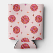 レトロピンクパープルオレンジディスコボールパターン 缶クーラー (正面)