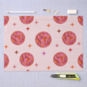 レトロピンクパープルオレンジディスコボール（星） 薄葉紙 (クラフト)