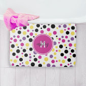 レトロピンクパープルモノグラム水玉模様 バスマット