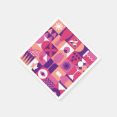 レトロピンクパープルワインバウハウスカクテルパターン スタンダードカクテルナプキン (角)