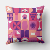 レトロピンクパープルワインバウハウスパターン クッション (裏面)