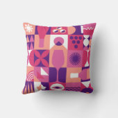 レトロピンクパープルワインバウハウスパターン クッション (裏面)