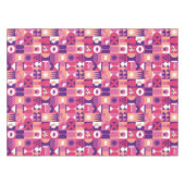 レトロピンクパープルワインバウハウスパターン テーブルクロス (正面(横))