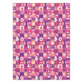 レトロピンクパープルワインバウハウスパターン テーブルクロス (正面)