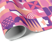 レトロピンクパープルワインバウハウスパターン ラッピングペーパー (ロールコーナー)