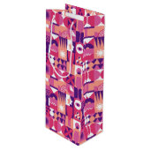 レトロピンクパープルワインバウハウスパターン ワインギフトバッグ (正面アングル)