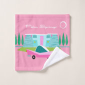 レトロピンクパーム春タオル バスタオルセット (ウォッシュタオル)