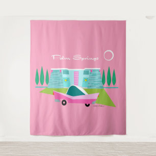 レトロピンクパーム春タペストリ タペストリー