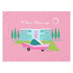 レトロピンクパーム春テーブルクロス テーブルクロス