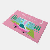 レトロピンクパーム春ドアマット ドアマット (アングル)