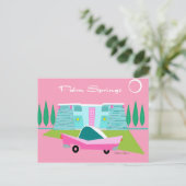 レトロピンクパーム春葉書 ポストカード (スタンド正面)