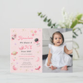 レトロピンクヒューストン私たちは1歳の誕生日 招待状 (スタンド正面)